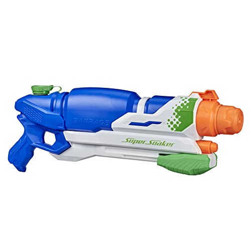 Super Soaker Barrage Wasserpistole drei Spritzmodi bis zu 11,5 Meter Reichweite riesiger 2,4L Wassertank einfaches Auffüllen von Super Soaker