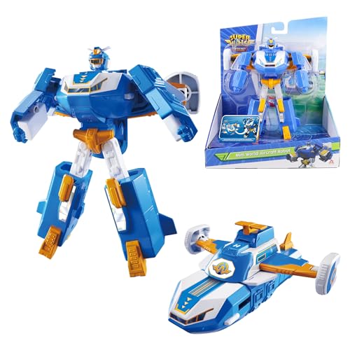 Super Wings 2-in-1 Mini World Aircraft Transforming Robot mit Licht- und Soundeffekten, Transformer-Spielzeug für Jungen und Mädchen ab 3+ Jahren, Blau von Super Wings