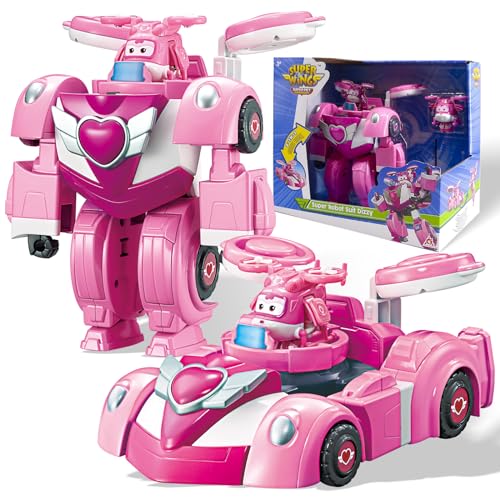 Super Wings Super Robot Suit Dizzy, ca. 18 cm große verwandelbare Spiel-Figur, 2-in-1 Roboter Anzug und Super Auto, für Kinder ab 3 Jahren, Pink von Super Wings