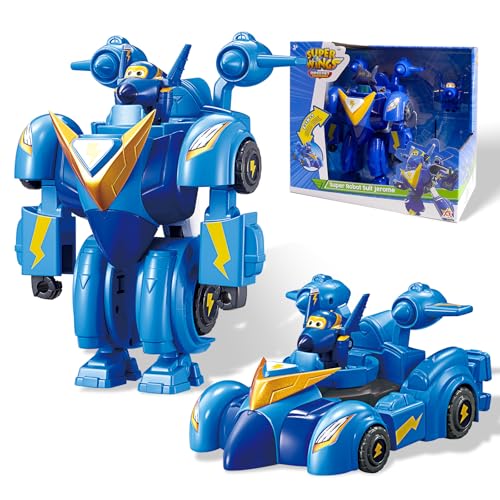 Super Wings Super Robot Suit Jerome, ca. 18 cm große verwandelbare Spiel-Figur, 2-in-1 Roboter Anzug und Super Auto, für Kinder ab 3 Jahren, Blue von Super Wings