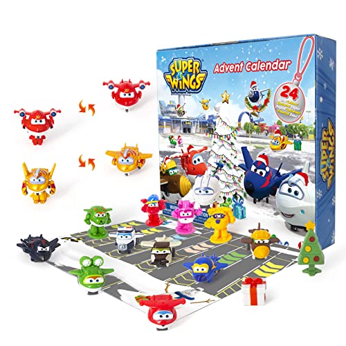 Super Wings Adventskalender mit 24 Überraschungsspielzeugen, Sammelfiguren, Zubehör und Aufklebern, Weihnachts-Countdown-Geschenke für Jungen und Mädchen ab 3 Jahren von Super Wings