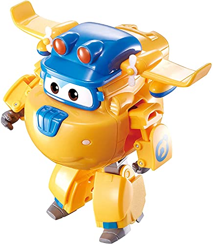 Super Wings EU730212 Transforming Construction Donnie Spielflugzeug und Roboterfigur Verwandelbarer Roboter aus der Zeichentrickserie Spielzeug für Kinder ab 3 Jahren – 12 cm, Multicolore, One Size von Super Wings