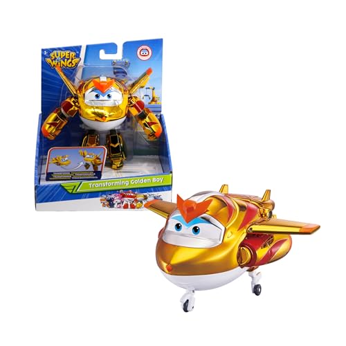 Super Wings EU750231 Golden Character Easy Transformation Preschool Kids Gift Toys for 3+ Year Old Boys Girls, Gold, 5' von Super Wings