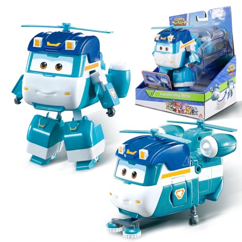 Super Wings EU770239 - Transforming Shine, ca. 12 cm große verwandelbare Spiel-Figur, Roboter und Flugzeug, für Kinder ab 3 Jahren, Blau von Super Wings