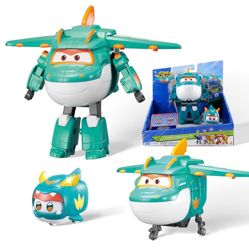 Super Wings EU770447 - Transforming Tino & Pet, ca. 14,5 cm große verwandelbare Spiel-Figur mit ca. 4,3 cm großem Haustier, für Kinder ab 3 Jahren von Super Wings