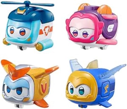 Super Wings EU770491 - Super Pets im 4er Pack, ca. 4,3 cm große Super Haustiere mit wechselbaren Gesichtsausdrücken und Lichteffekten, für Kinder ab 3 Jahren von Super Wings