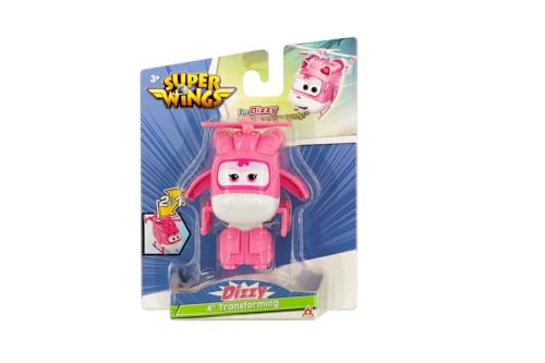 Super Wings EU780622 - Transformations-Flugzeug Dizzy in Rosa-Weiß, ca. 12 cm große Spielfigur für Kinder, verwandelbares Spielzeug-Flugzeug und Roboterfigur von Super Wings