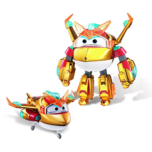 Super Wings Golden Boy Deluxe Transforming Character Transformer Toys for 3+ Year Old Boy Girl w/Lights & Sounds, Gold von Super Wings