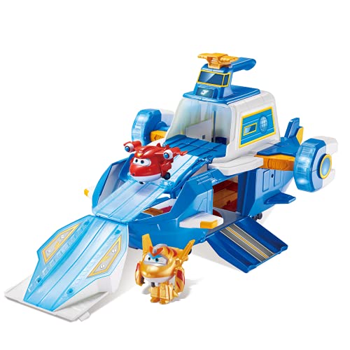 Super Wings Spielset Airport World Flugzeuge mit 2 Spielzeug-Flugzeuge und Transformer-Roboterfiguren aus Staffel 5 der Zeichentrickserie Spielzeug für Kinder ab 3 Jahren, Blau von Super Wings