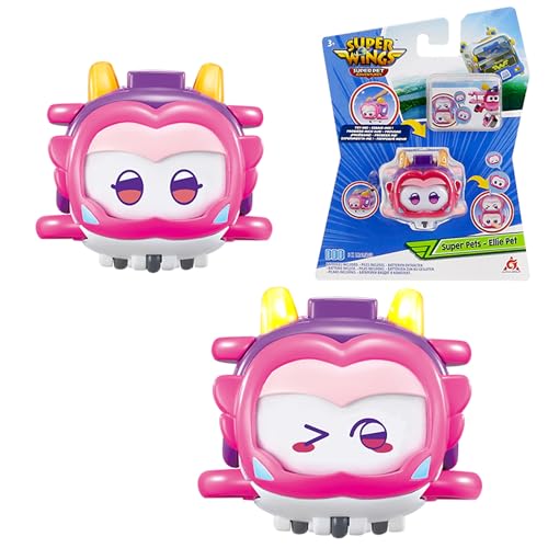 Super Wings Super Ellie Pet 2 inch mit schaltbarem Gesichtsausdruck, mit Blitzeffekt, tragbar, Jungen und Mädchen Spielzeug für 3 4 5 6 7 8 Jahre alt von Super Wings