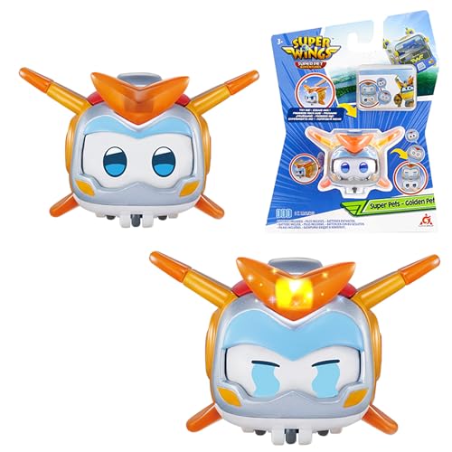 Super Wings Super Golden Boy Pet 2 inch, mit schaltbarem Gesichtsausdruck, mit Blitzeffekt, tragbar, Jungen und Mädchen Spielzeug für 3 4 5 6 7 8 Jahre alt von Super Wings