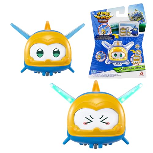 Super Wings Super Jerome Pet 2 inch, mit schaltbarem Gesichtsausdruck, mit Blitzeffekt, tragbar, Jungen und Mädchen Spielzeug für 3 4 5 6 7 8 Jahre alt von Super Wings