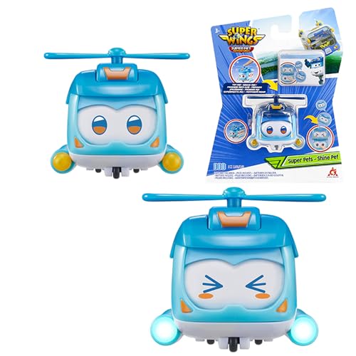 Super Wings Super Shine Pet 2 inch, mit schaltbarem Gesichtsausdruck, mit Blitzeffekt, tragbar, Jungen und Mädchen Spielzeug für 3 4 5 6 7 8 Jahre alt von Super Wings