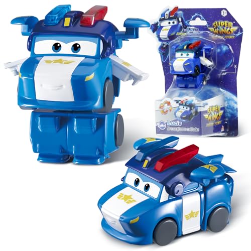 Super Wings Transformations-Flugzeug Lucie, ca. 5 cm große Spiel-Figur für Kinder, Spielzeug-Flugzeug und Roboterfigur für Jungen und Mädchen ab 3 Jahren, Blau von Super Wings