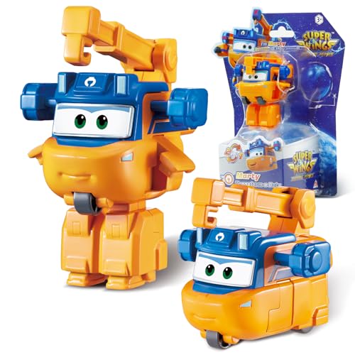 Super Wings Transformations-Flugzeug Marty, ca. 5 cm große Spiel-Figur für Kinder, Spielzeug-Flugzeug und Roboterfigur für Jungen und Mädchen ab 3 Jahren, Orange von Super Wings