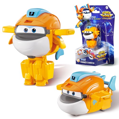 Super Wings Transformations-Flugzeug Supercharged Taki, ca. 5,08 cm große Spiel-Figur für Kinder, Spielzeug-Flugzeug und Roboterfigur für 3+ Jahre Alten Jungen Mädchen von Super Wings