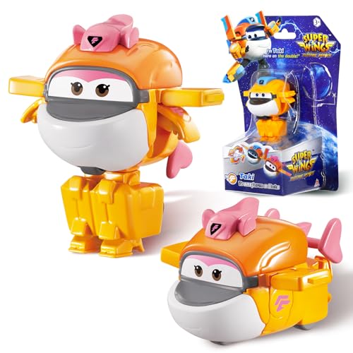 Super Wings Transformations-Flugzeug Supercharged Tiki, ca. 5,08 cm große Spiel-Figur für Kinder, Spielzeug-Flugzeug und Roboterfigur für 3+ Jahre Alten Jungen Mädchen von Super Wings