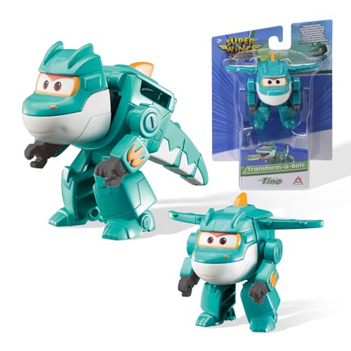 Super Wing Tino Transformer Spielzeug 5cm Dinosaurier, Verwandlungsspielzeug mit 2-in-1-Modus, Spielzeugroboter für Jungen und Mädchen Dinosaurier Spielzeug Geschenke für 3+ Jahre von Super Wings