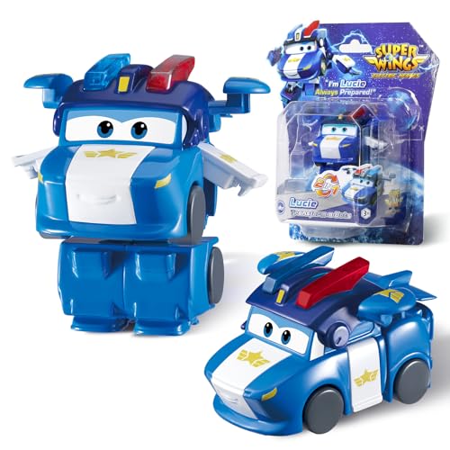 Super Wings Transformations-Flugzeug Lucie, ca. 5 cm große Spiel-Figur für Kinder, Spielzeug-Flugzeug und Roboterfigur für Jungen und Mädchen ab 3 Jahren, Blau von Super Wings