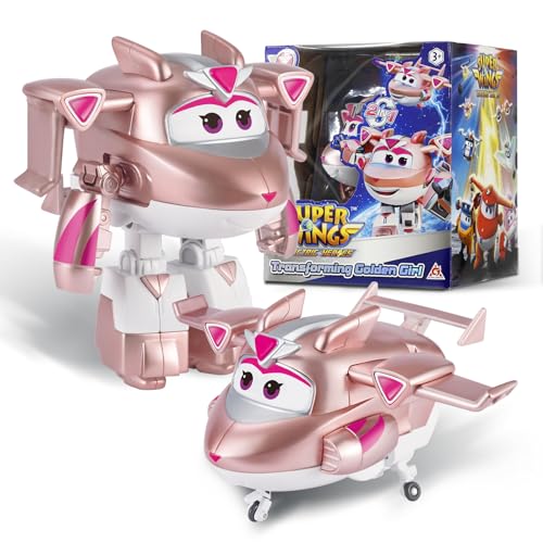 Super Wings Transformations-Flugzeug Supercharged Golden Girl, ca. 12,7 cm große Spiel-Figur für Kinder, Spielzeug-Flugzeug und Roboterfigur für 3+ Jahre Alten Jungen Mädchen von Super Wings