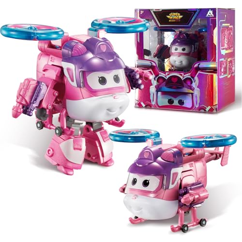 Super Wings Transformations-Flugzeug Supercharged Dizzy, ca. 12,7 cm große Spiel-Figur für Kinder, Spielzeug-Flugzeug und Roboterfigur für 3+ Jahre Alten Jungen Mädchen, Rosa von Super Wings