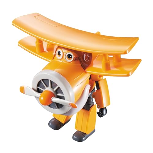 Super Wings Transforming Grand Alber Spielflugzeug und Roboterfigur Verwandelbare Figur und Roboter aus der Zeichentrickserie Spielzeug für Kinder ab 3 Jahren – 12 cm, Orange von Super Wings