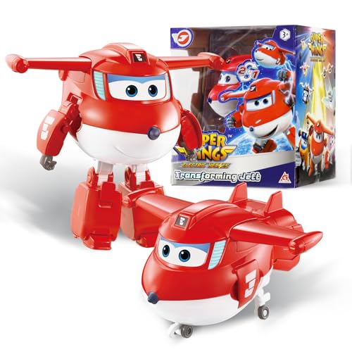 Super Wings Transformations-Flugzeug Supercharged Jett, ca. 12,7 cm große Spiel-Figur für Kinder, Spielzeug-Flugzeug und Roboterfigur für 3+ Jahre Alten Jungen Mädchen von Super Wings