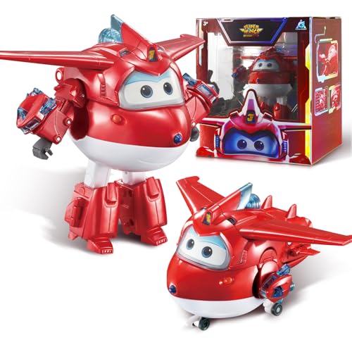 Super Wings Transformations-Flugzeug Supercharged Jett, ca. 12,7 cm große Spiel-Figur für Kinder, Spielzeug-Flugzeug und Roboterfigur für 3+ Jahre Alten Jungen Mädchen von Super Wings