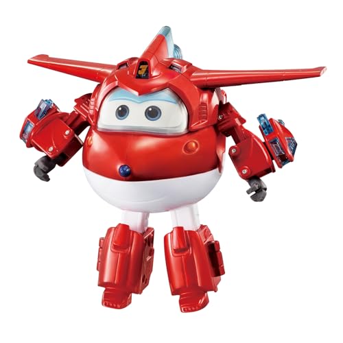 Super Wings Transformations-Flugzeug Supercharged Jett, ca. 12,7 cm große Spiel-Figur für Kinder, Spielzeug-Flugzeug und Roboterfigur für 3+ Jahre Alten Jungen Mädchen von Super Wings