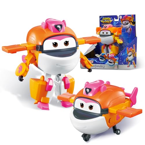 Super Wings Transformations-Flugzeug Supercharged Tiki, ca. 12,7 cm große Spiel-Figur für Kinder, Spielzeug-Flugzeug und Roboterfigur für 3+ Jahre Alten Jungen Mädchen von Super Wings