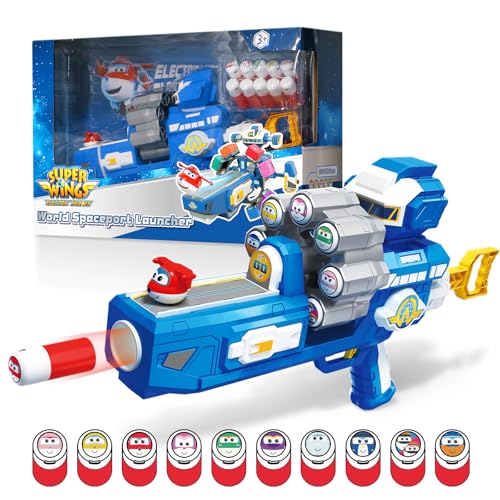 Super Wings Schießspiele Spielzeugpistole, Rotierende Spielzeug-Schaumstoff-Blasterkanonen, Schießscheibe mit 10 Schaumstoffkugeln, Kinderspielzeug für Jungen Mädchen Alter 4 5 6 7 8 9 10 von Super Wings