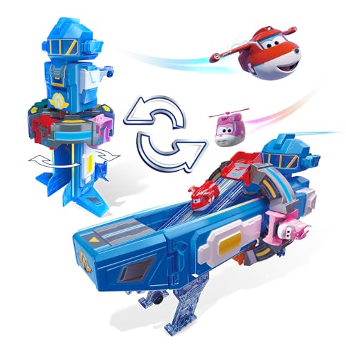 Super Wings 2-in-1-Super-Raumbasis Mit Transformer-Flugzeug Jett und Dizzy, Spielzeug für 3 4 5 6 7 8 9 10 Jahre alte Mädchen und Jungen, Blue von Super Wings