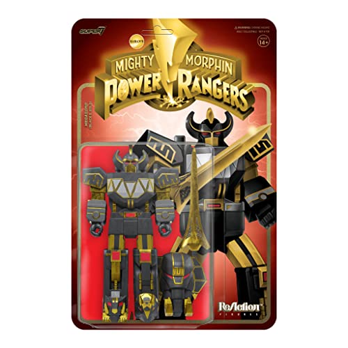 Might Morphin Power Rangers: Megazord (Schwarz & Gold) Reaktionsfigur von Super7