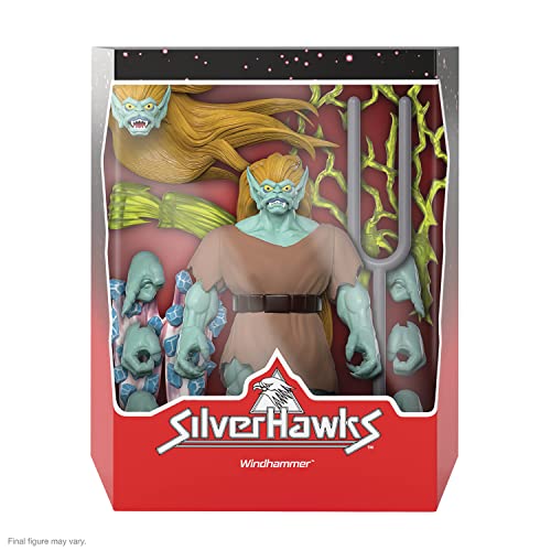 Super7 ULTIMATES! SilverHawks Windhammer – 17,8 cm große SilverHawks Actionfigur mit Zubehör, klassischen Cartoon-Sammlerstücken und Retro-Spielzeug von Super7