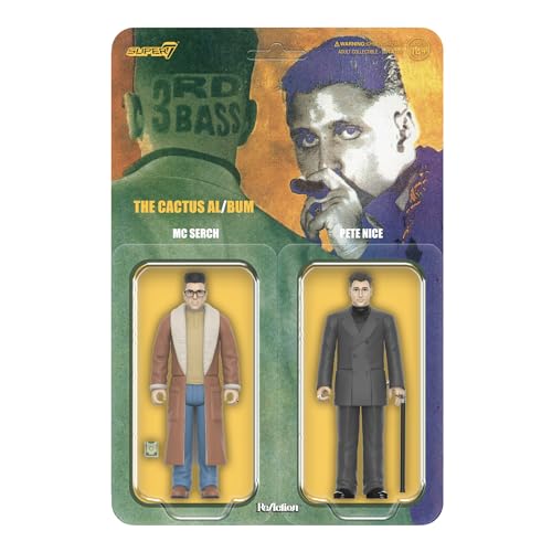 Super7 3rd Bass Pete Nice und M.C. Serch – (2 Stück) 9,5 cm 3. Bass Actionfiguren mit Zubehör, Hip-Hop-Sammlerstücke und Retro-Spielzeug von Super7