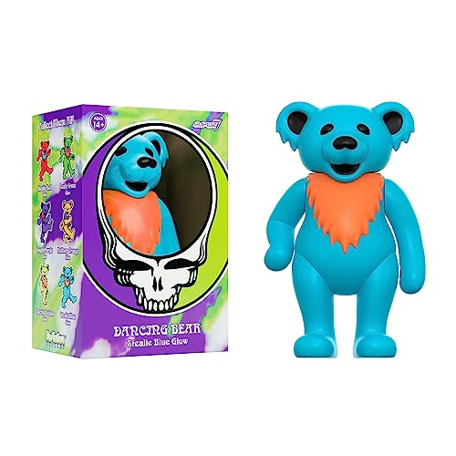 Super7 Grateful Dead Dancing Bear Glow (Stealie Blue) – 9,5 cm große Reaktionsfigur von Super7