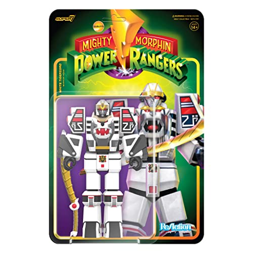 Super7 Mighty Morphin Power Rangers White Tigerzord Warrior Mode 9,5 cm Reaktionsfigur von Super7