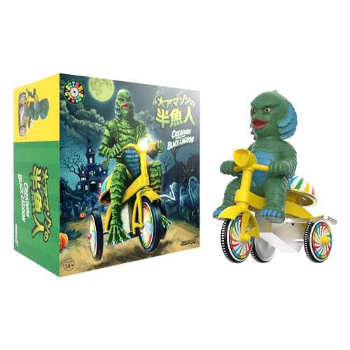 Super7 Universal Monsters Super Cycles – Kreatur aus der schwarzen Lagune (dunkelgrün mit gelbem Trike) Actionfigur von Super7