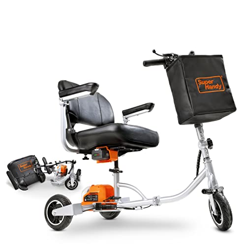 SuperHandy 3-Rad-Faltmobil-Scooter (verbessertes Design) - Elektrisch betrieben, Fluglinienfreundlich - Lange Reichweite mit 2 abnehmbaren 48V Lithium-Ionen-Batterien und Ladegerät. von SuperHandy