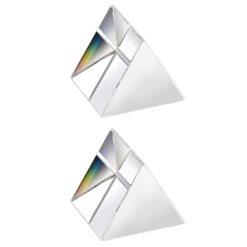 2 Stück Kristall-Dreiecksprisma, 30 x 30 mm, K9-Kristall-Dreiecksprisma, Fotografie-Dreiecksprismen-Refraktor, klare Linse für Lichtspektrumphysik, Regenbogen-Effekt-Foto von Supertool