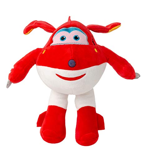 Super Wings 26 cm Flugzeug Plüschfiguren Kuscheltiere zum Sammeln , Spielen und Knuddeln, Jett, Jerome, Dizzy oder Donnie für Mädchen und Jungen (Jett, rot von Super Wings