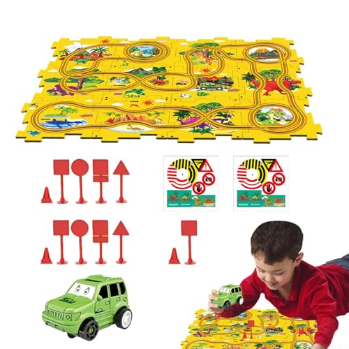Puzzle Track Car Play Set | 2023 New 27PCS Children's Puzzle Track Car Game Set, Assembly Electric Trolley for Kids,Gifts for Boys Girls Age 3+ Year Old von Suphyee