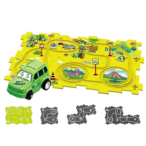 Puzzle-Track-Spielset,Lustiges und langlebiges Schienenspielzeug für Eisenbahnwaggons - Eisenbahnspielzeug für Kinder Jungen und Mädchen ab 3 Jahren, Eisenbahnschienenset, Suphyee von Suphyee