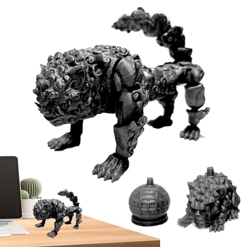 Suphyee 3D-gedruckte Löwe-Figur, 3D-Gedruckter Löwe-Fidget,Realistisches Löwen-Actionfiguren-Spielzeug - 3D-gedruckte bewegliche Schreibtischbegleiter-Figur, Heimdekor-Ornament für Osterkörbchen von Suphyee