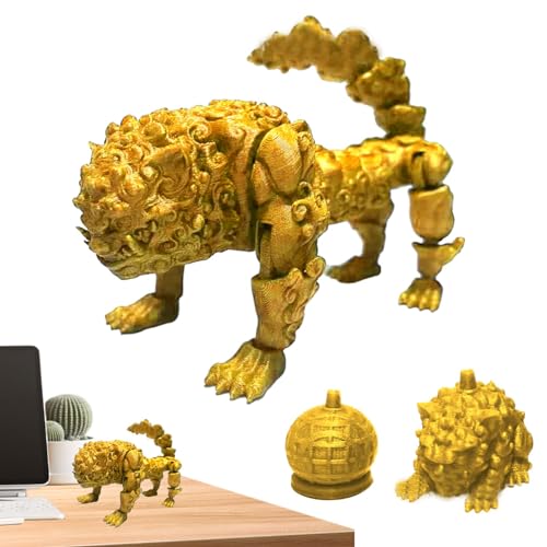 Suphyee 3D-gedruckte Löwe-Figur, 3D-Gedruckter Löwe-Fidget | Realistisches Löwen-Actionfiguren-Spielzeug,Gemeinsame bewegliche Figur, Heimdekoration, Schreibtischspielzeug für Kinder und Erwachsene von Suphyee