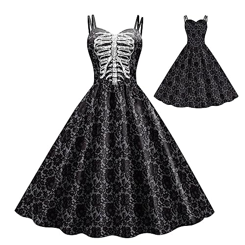 Suphyee Gothic Damen Kleid - Gothic Kostüm Party Outfits Kleid Cosplay | Weiche Halloween-Gothic-Sling-Kleider für Damen von Suphyee