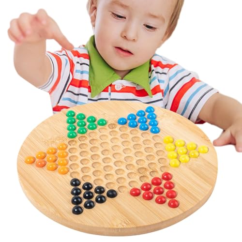 Suphyee Holz-Dame-Brettspiel, chinesische Checkers-Glasperlen - Sechseckiges Glasperlen-Dame-Spiel,Strategie-Puzzle-Familienbrettspiel für, Mädchen, Freunde, Familie von Suphyee