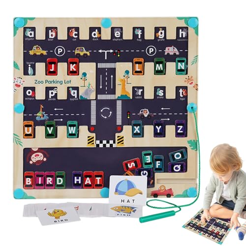 Suphyee Magnetisches Alphabet-Labyrinthbrett, Magnet-Alphabet-Labyrinth - Buchstaben passendes Labyrinth-Puzzle, Spielzeug für Feinmotorik für Jungen und Mädchen im Alter von 3 bis 5 Jahren, von Suphyee