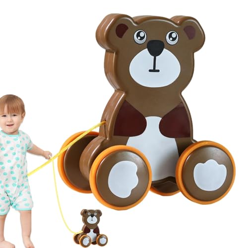 Suphyee Nachziehspielzeug für 1-Jährige, Nachziehspielzeug - Niedliches Push-Pull-Spielzeug in Tierform | Lernspielzeug zum Gehen und Balancieren, interaktives Ziehspielzeug mit leisem Reifen, für die von Suphyee