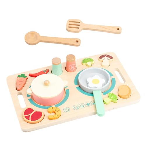 Suphyee Rollenspiel-Küchenspielzeug, Kleinkind-Rollenkochspielzeug | Pretend Food Kinderspielzeugset aus Holz,Entwickeln Sie Fantasie, Kleinkind-3D-Puzzle für Jungen und Mädchen für Par, von Suphyee